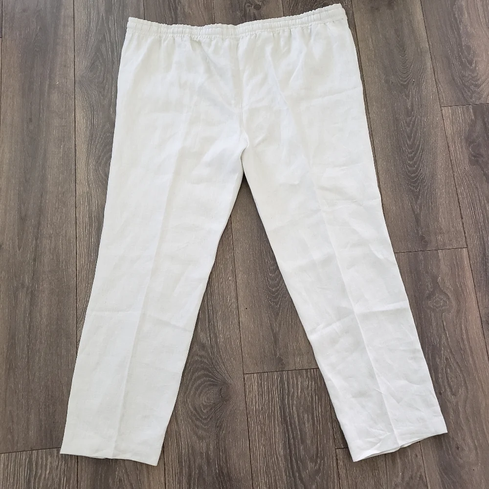 Men's 100% Linen Pants Plus Size 47 natural linen/light beige color